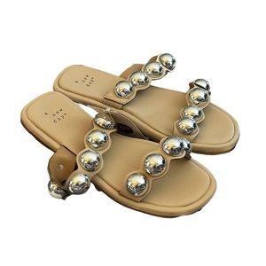 NEW Women’s Size 5.5 A New Day Didi Sandals Bone Metal Cabochon Slip On Sandals